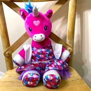 Build A Bear Adorable, Lovable, Cuddly Pink Unicorn Wearing Matching Outfit!